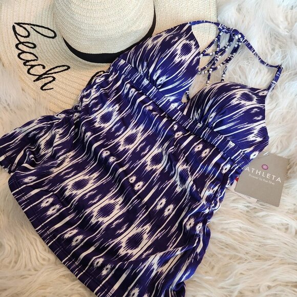 Athleta Aqualuxe Print Molded Bikini Top Blue Swimwear Women’s Sz XS NWT‎ - Picture 2 of 14